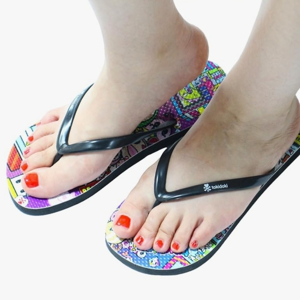 Tokidoki Colorful Cartoon Flip Flops - Picture 7 of 13